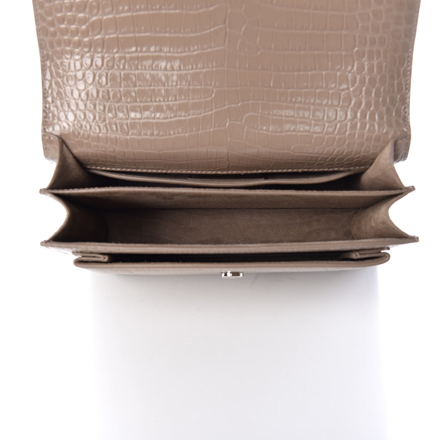 Calfskin Crocodile Embossed Medium Monogram Sunset Dark Beige