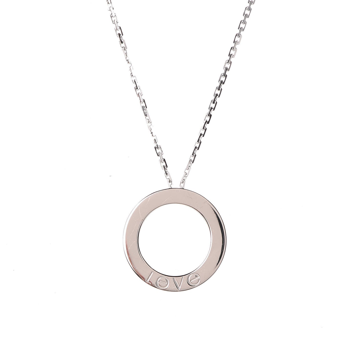 18K White Gold 6 Diamonds LOVE Pendant Necklace