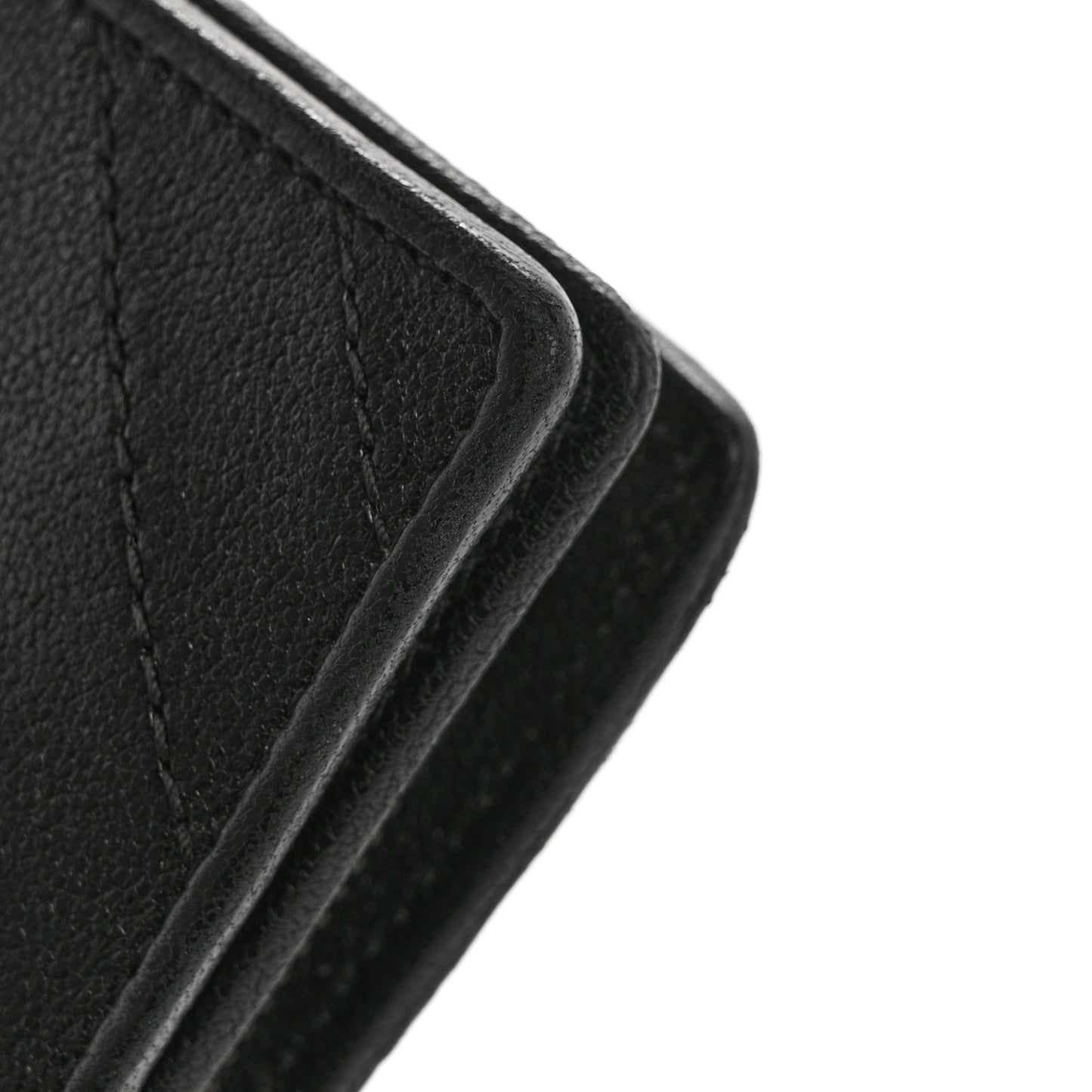 Sakai Be Green Calfskin Diagonal Stitched Blondie Travel Wallet Black