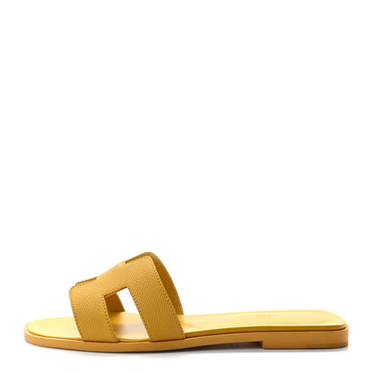 Hermes Epsom Oran Sandals 37 Jaune Sable 1 of 10