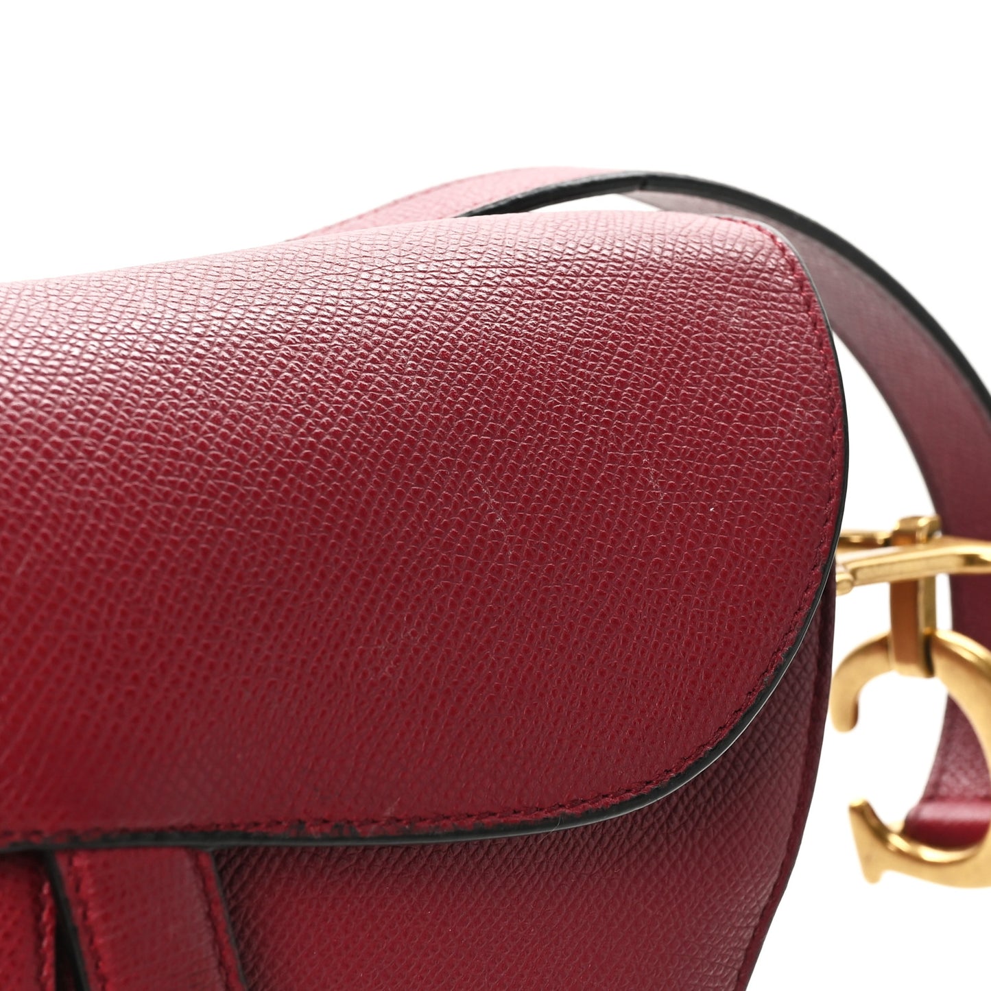 Grained Calfskin Saddle Bag Red