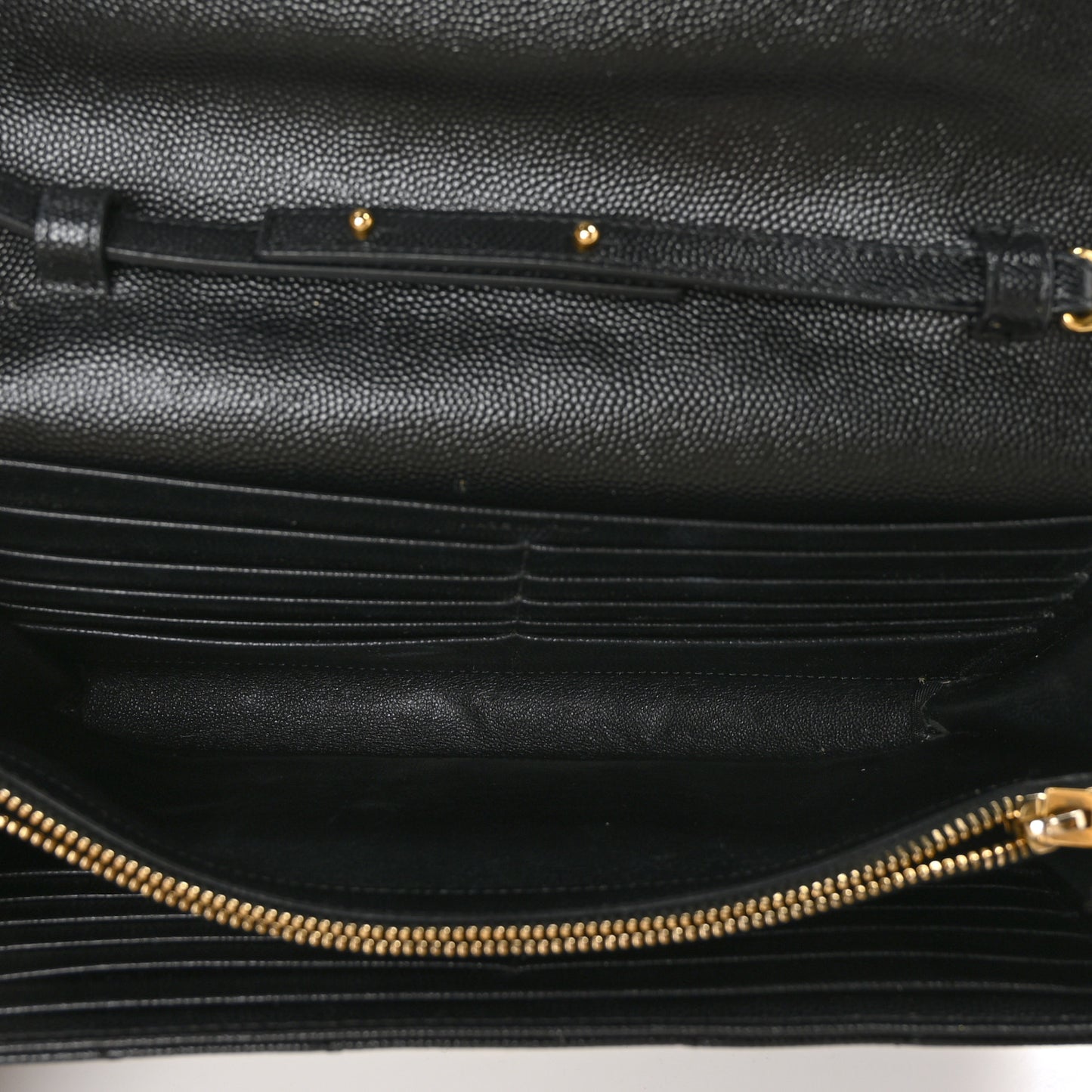 Grain De Poudre Matelasse Chevron Monogram Chain Wallet Black