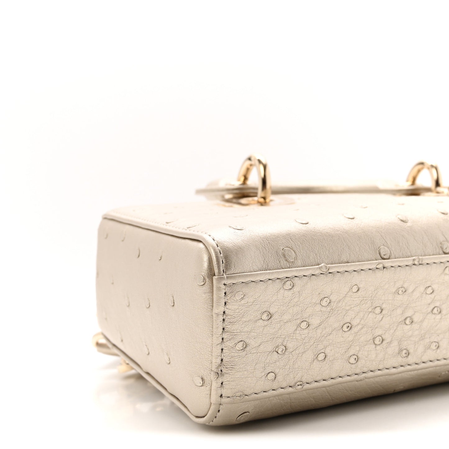 Metallic Ostrich Small Lady D-Joy Champagne