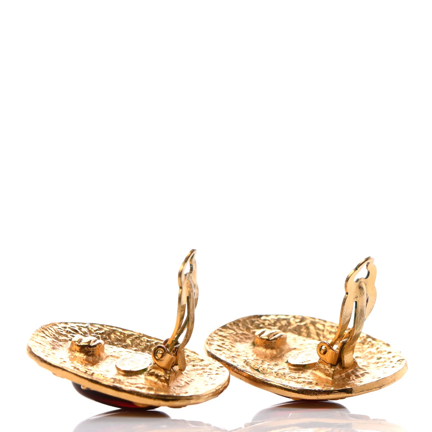 Gripoix Clip On Earrings Red Gold
