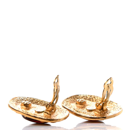 Chanel Gripoix Clip On Earrings Red Gold 3 of 7