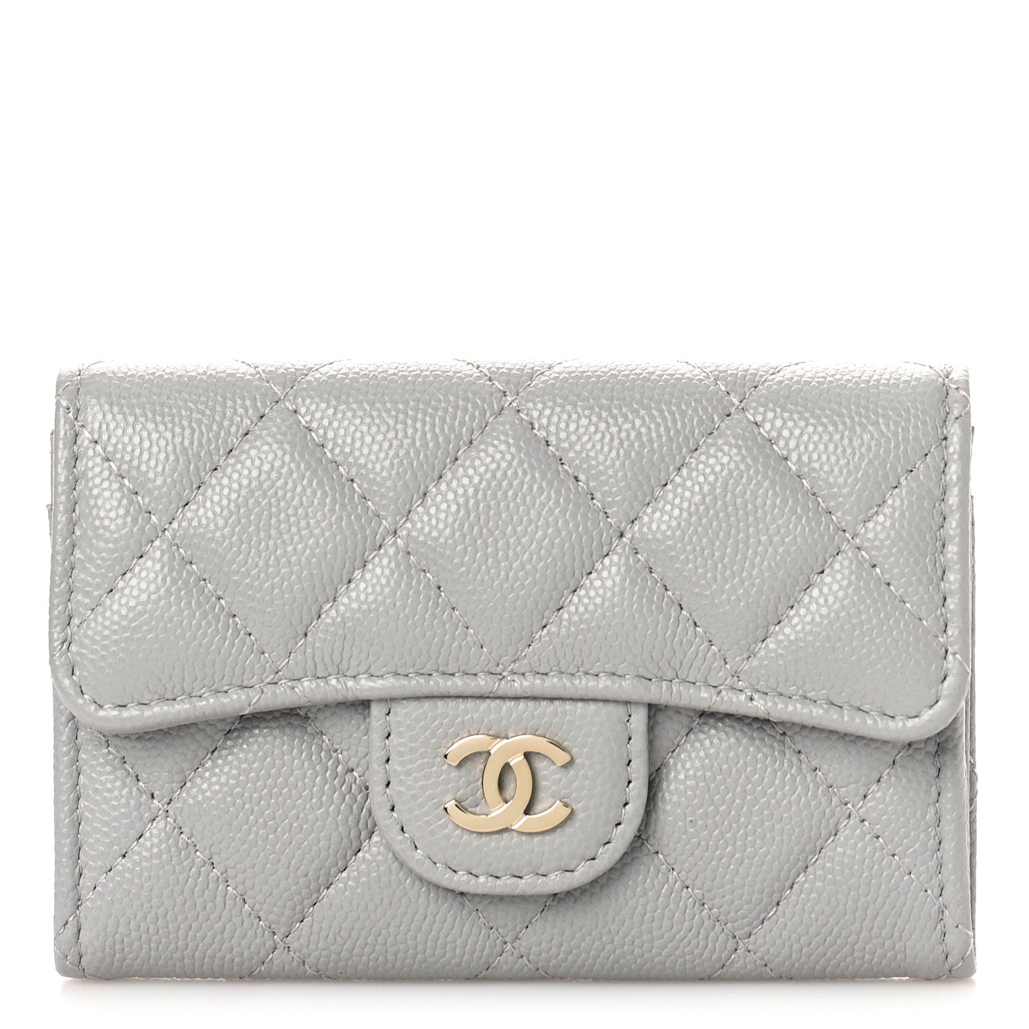 Chanel Caviar Quilted Flap Card Holder Wallet Grey 1 of 10