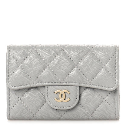 Chanel Caviar Quilted Flap Card Holder Wallet Grey 1 of 10