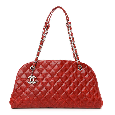 Glazed Calfskin Quilted Medium Just Mademoiselle Red