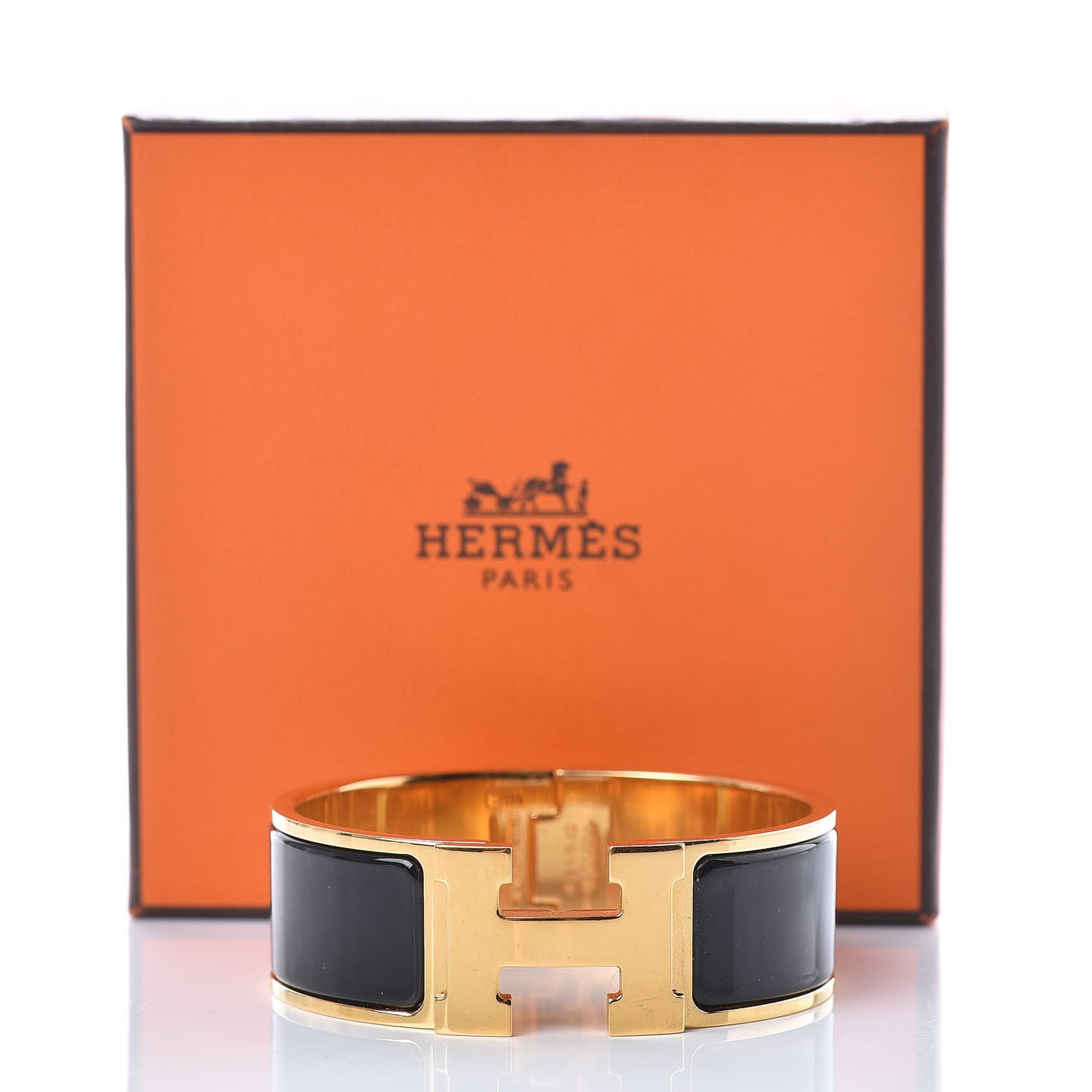 Enamel Wide Clic Clac H Bracelet PM Black