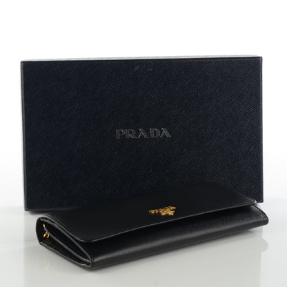 Prada Saffiano Metal Oro Chain Wallet Nero Black 4 of 8