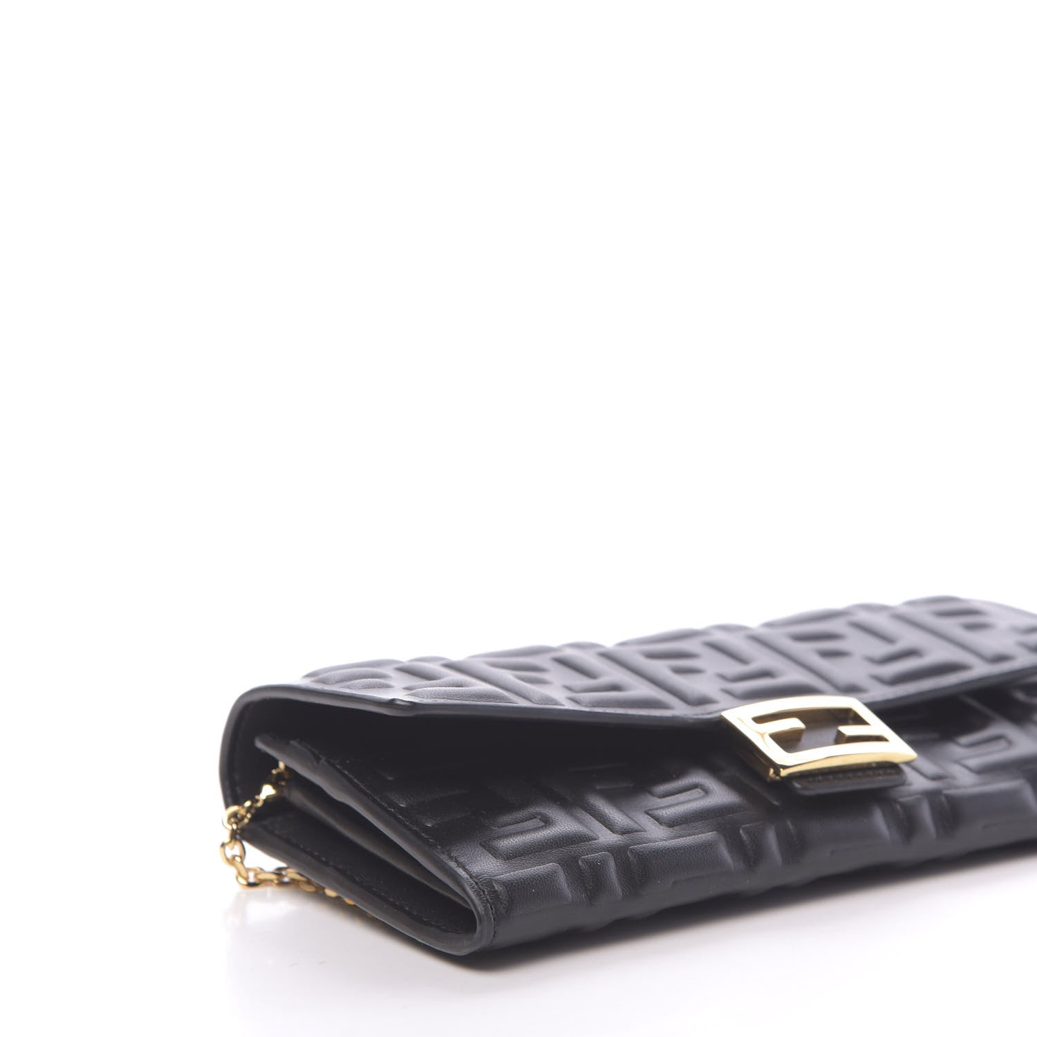 Fendi Nappa Matisse FF Embossed Continental Wallet On Chain Black 8 of 11