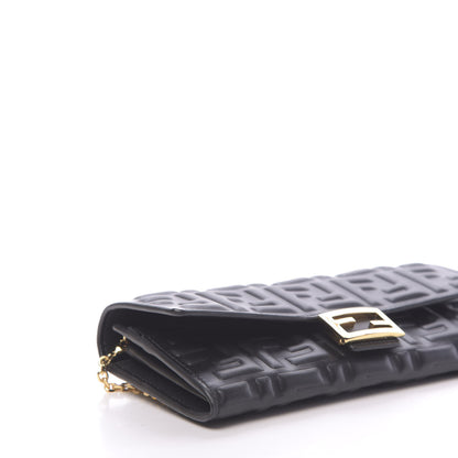 Fendi Nappa Matisse FF Embossed Continental Wallet On Chain Black 8 of 11