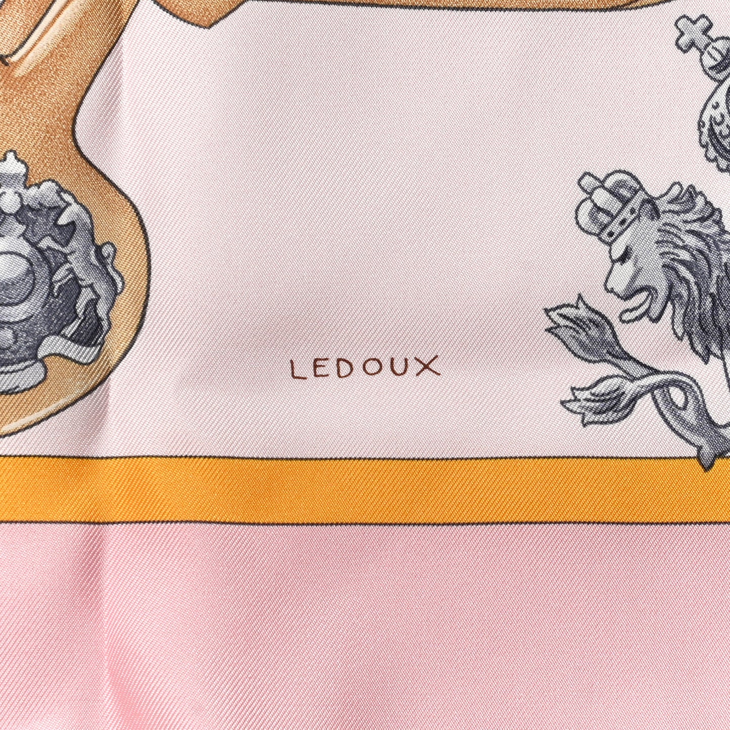 Silk Harnais De Cour Scarf 90 Rose Beige Caramel