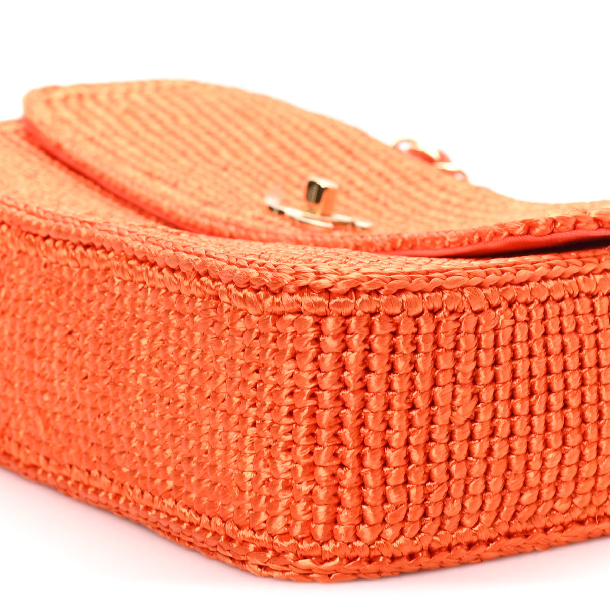 Braided Raffia Small Coco Beach Flap Bag Orange
