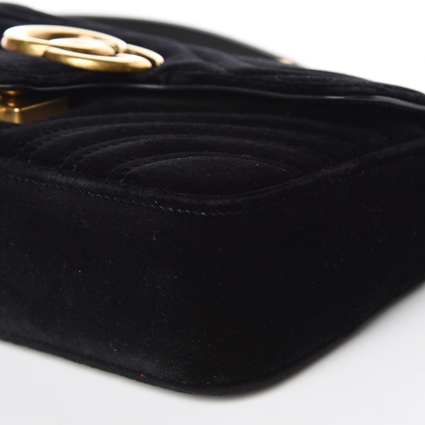 Velvet Matelasse Mini GG Marmont Shoulder Bag Black