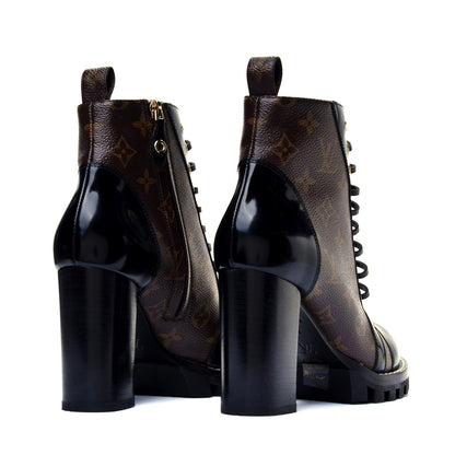 Louis Vuitton Patent Calfskin Monogram Star Trail Ankle Boots 39 Black 4 of 9