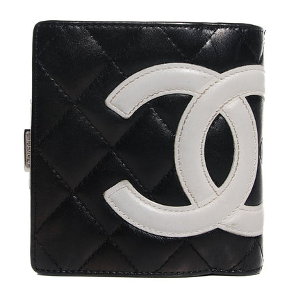 Chanel Calfskin Quilted Cambon Bi-Fold Wallet Black White 1 of 8