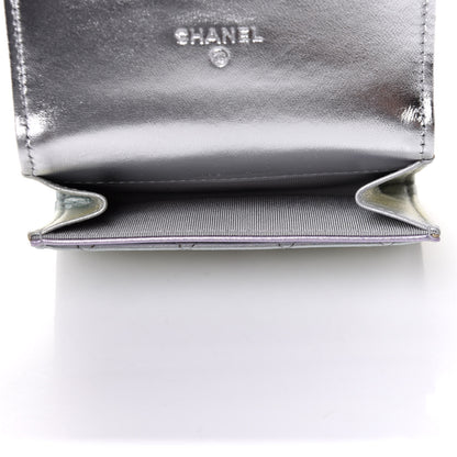 Chanel Gradient Metallic Calfskin Quilted Flap Card Holder Wallet Silver Blue Yellow Purple 5 of 10