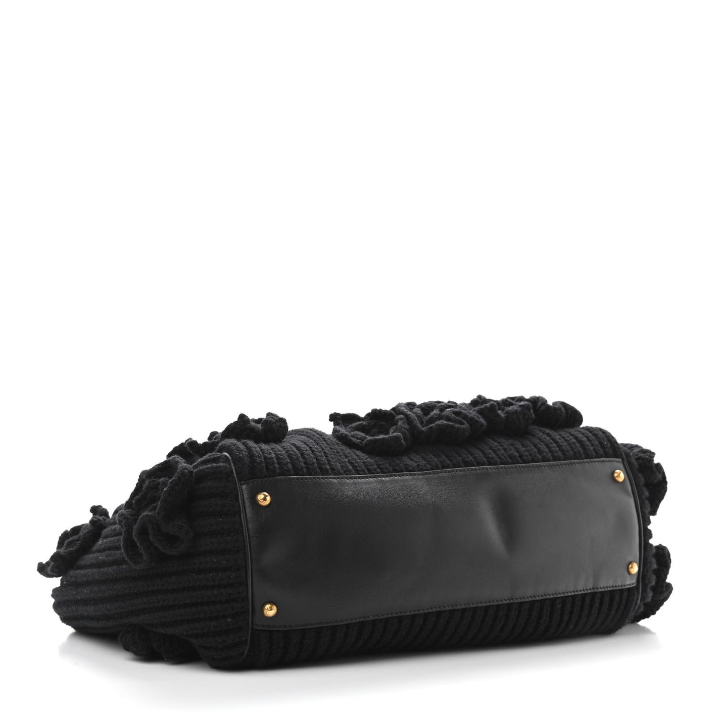 Calfskin Floral Knit Miss Sicily Satchel Black