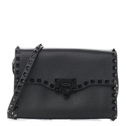 Valentino Garavani Vitello Monochrome Medium Rockstud Flip Lock Crossbody Bag Black 1 of 11