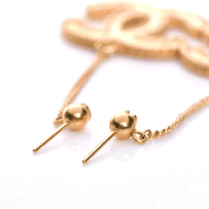 Chanel CC Drop Earrings Matte Gold 4 of 6