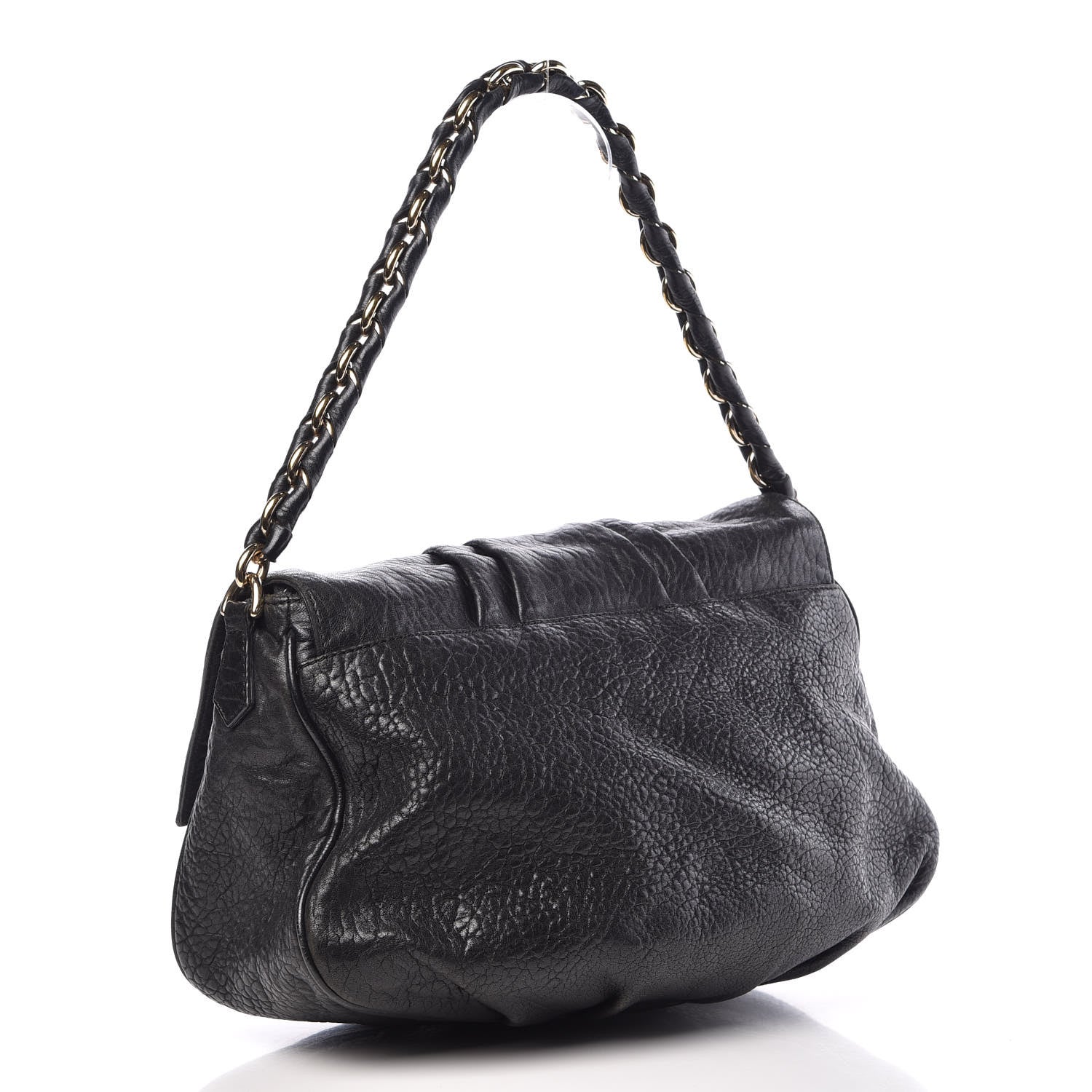 Fendi Crinkled Lambskin Mia Shoulder Flap Black 3 of 16