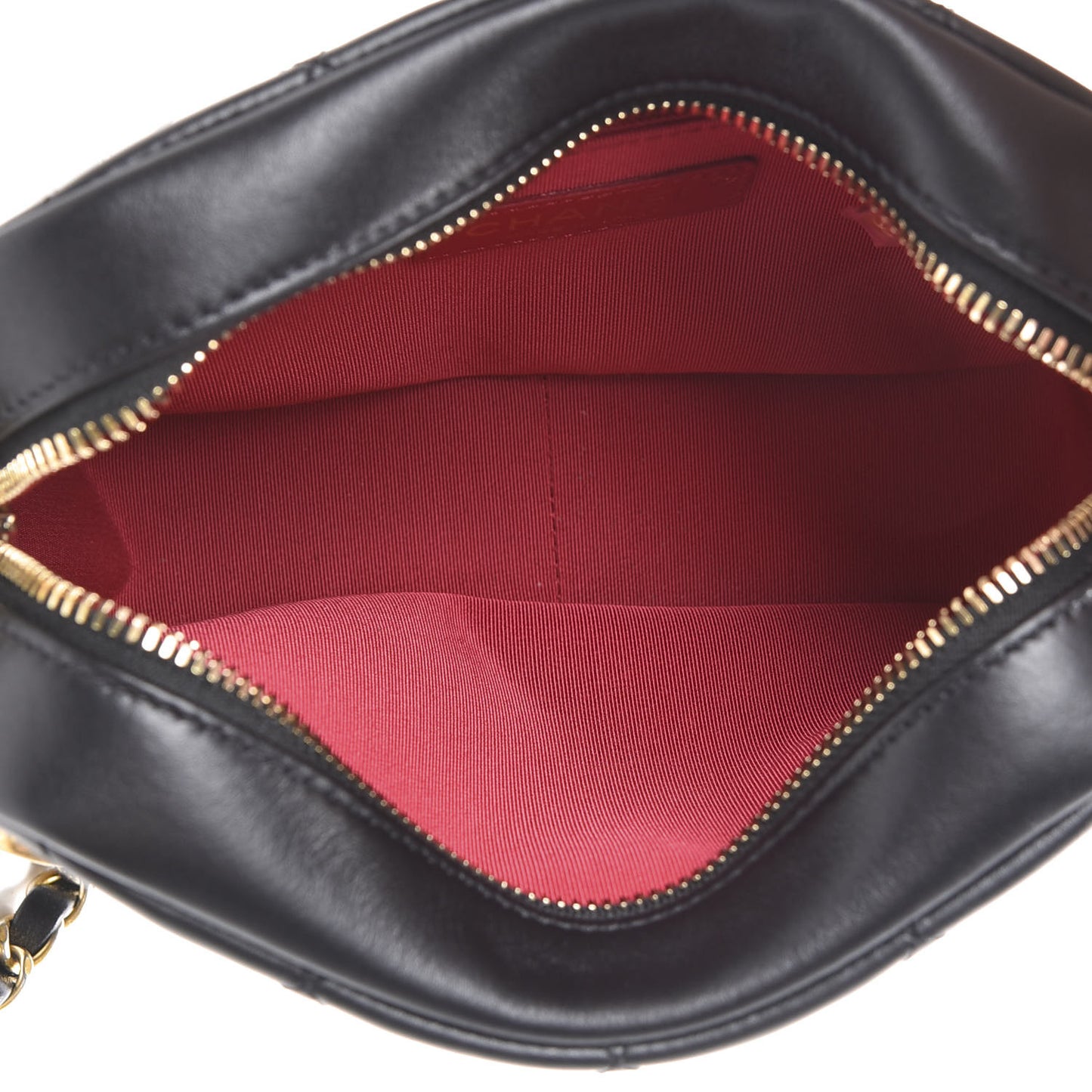 Calfskin Quilted Enchained Camera Case Bag Black