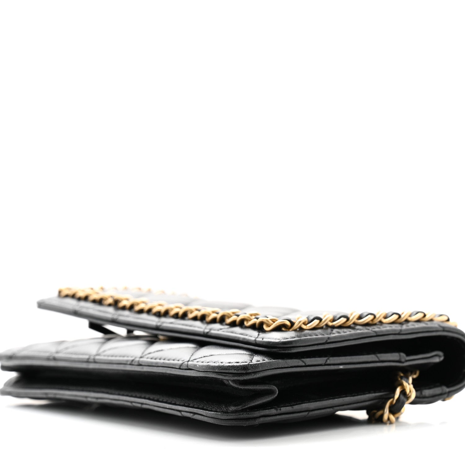 Chanel Lambskin Quilted Chain Around Wallet On Chain WOC Black 10 of 13
