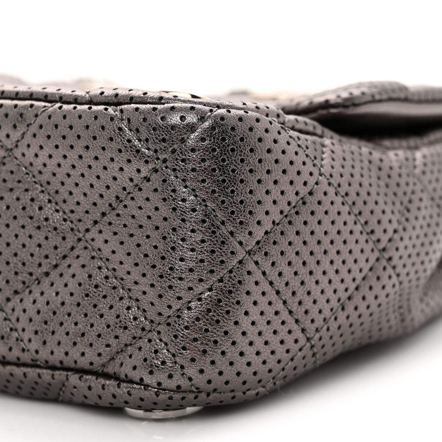 Chanel Perforated Metallic Lambskin Small CC Medals Flap Dark Silver 11 of 12