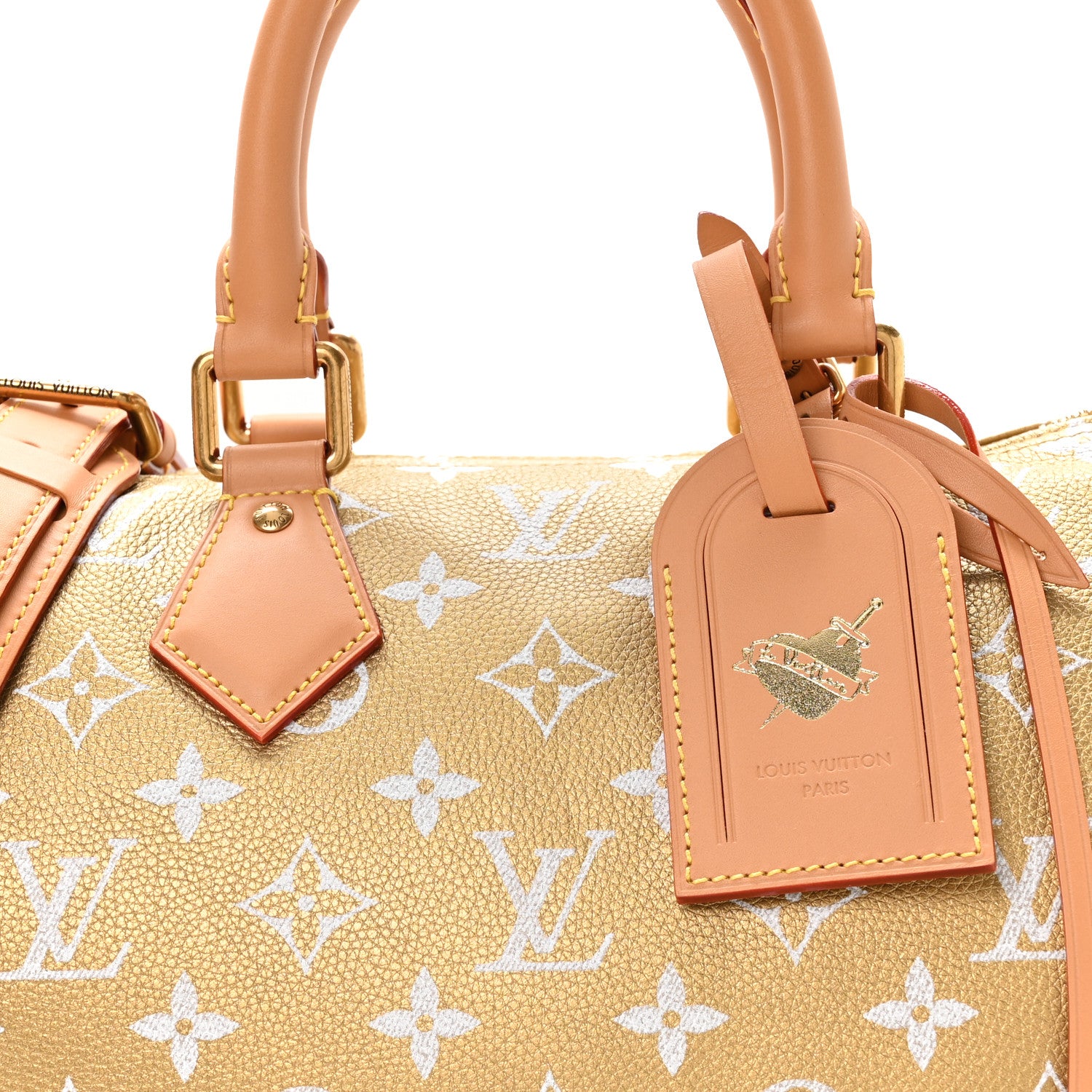 Louis Vuitton Metallic Calfskin Monogram Speedy P9 Bandouliere 30 Gold Kintsugi 11 of 14