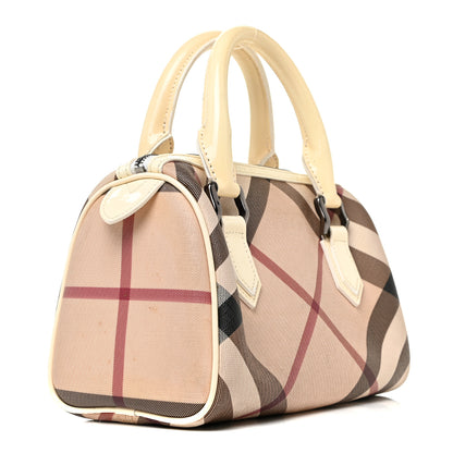 Burberry Supernova Check Patent Mini Chester Bowling Bag White 2 of 24