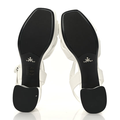 Prada Nappa Logo Quilted Crisscross Platform 20/65mm Sandals 39 White 5 of 7