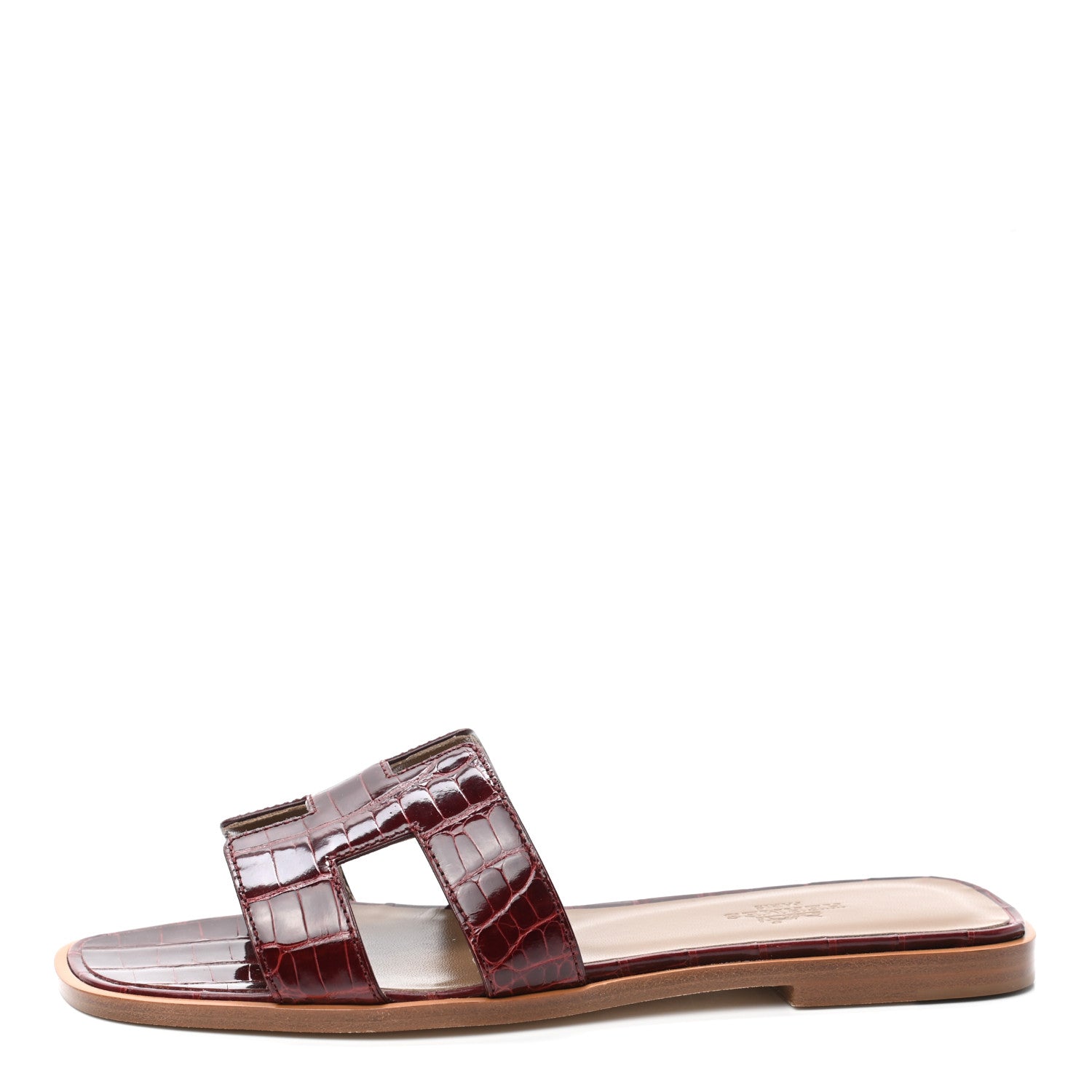 Hermes Shiny Alligator Oran Sandals 36 Bourgogne 1 of 8