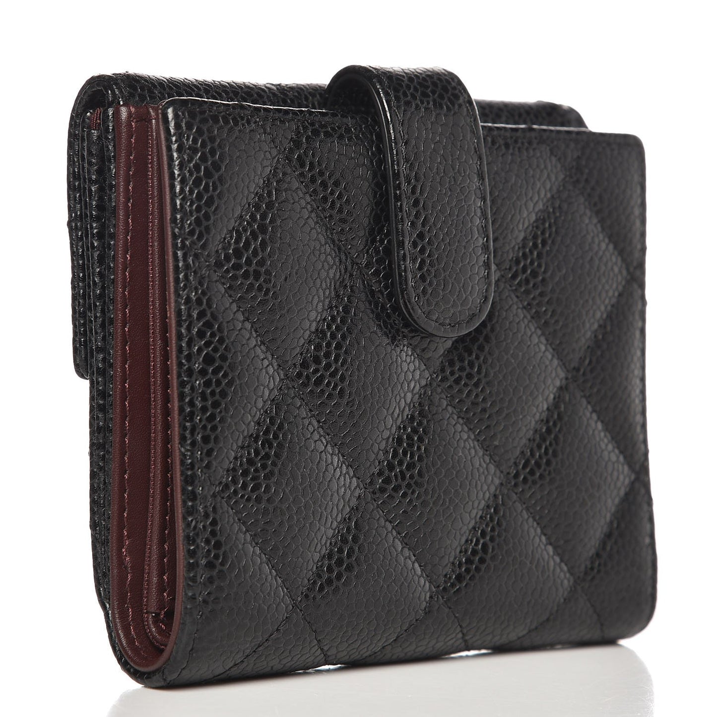 Caviar Quilted Compact French Flap Wallet Black