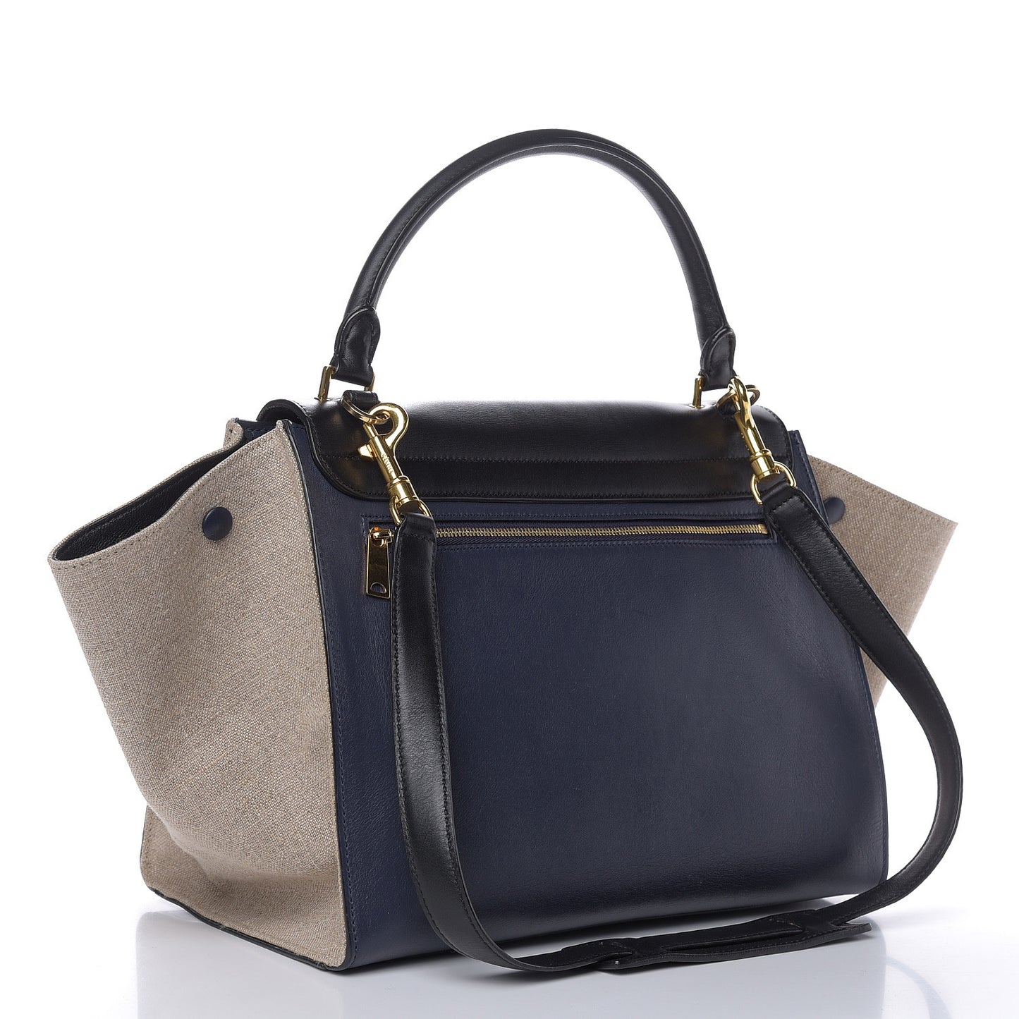 Smooth Calfskin Canvas Medium Trapeze Navy Blue