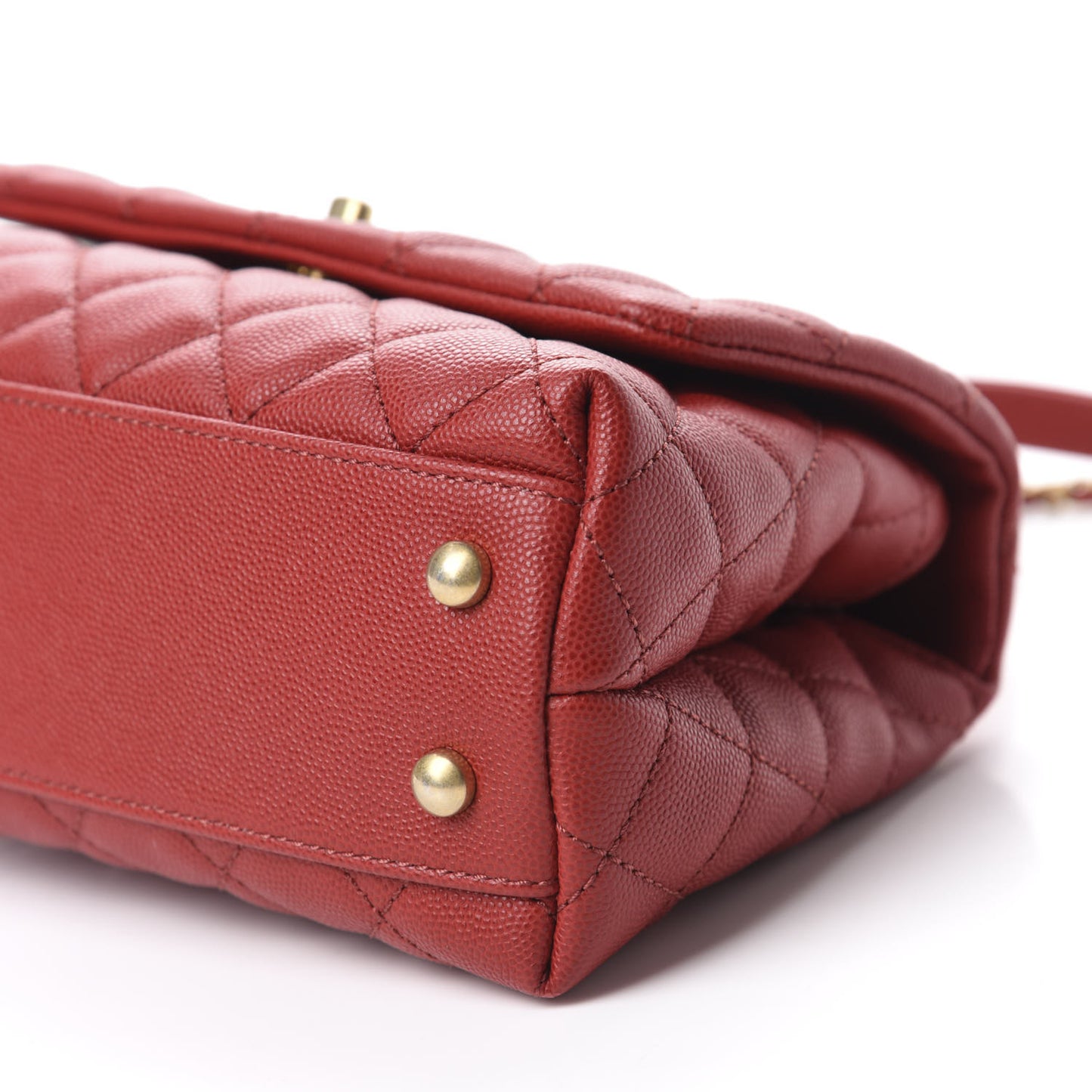 Caviar Quilted Mini Coco Handle Flap Dark Red