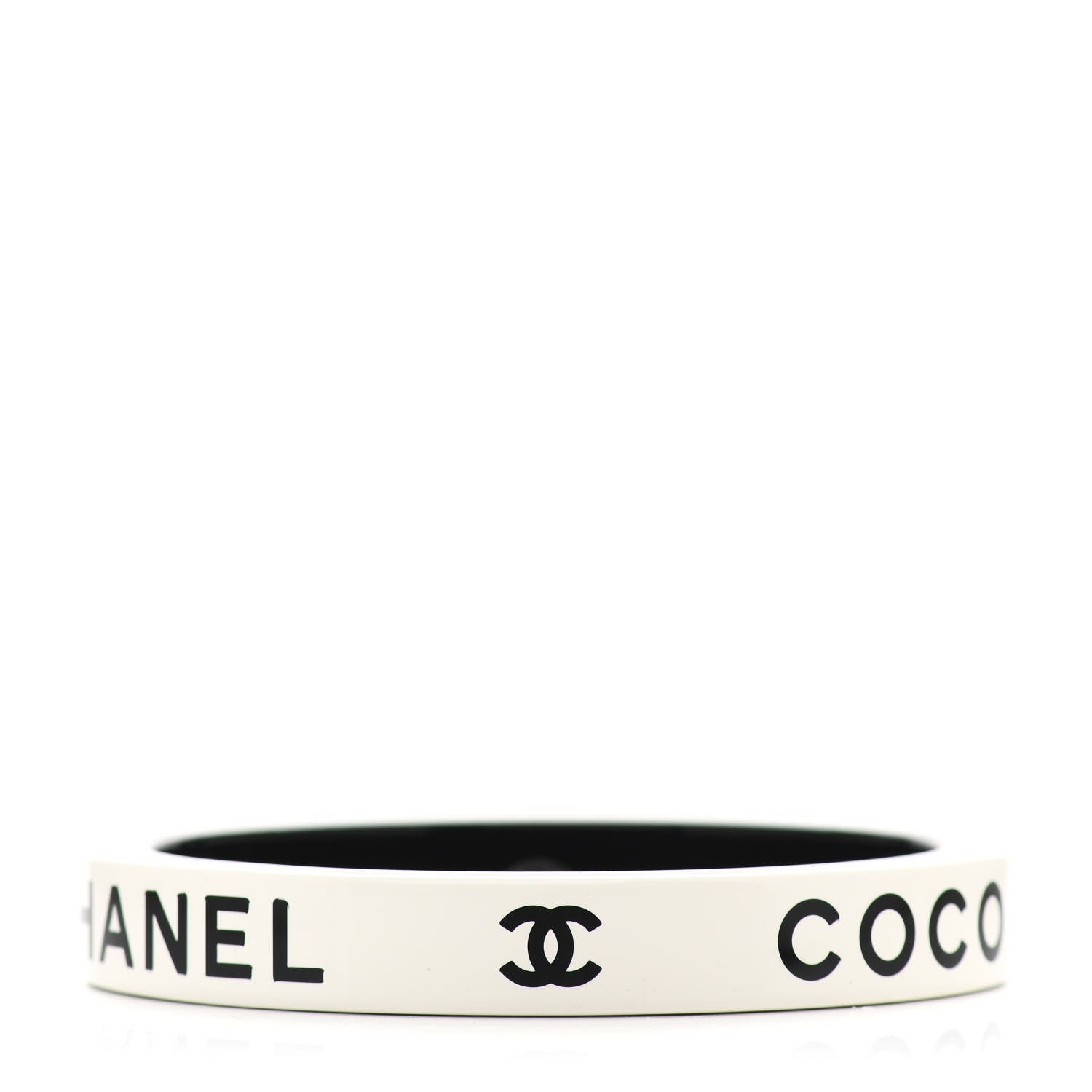 Chanel Resin Logo Bangle Bracelet White Black 1 of 4
