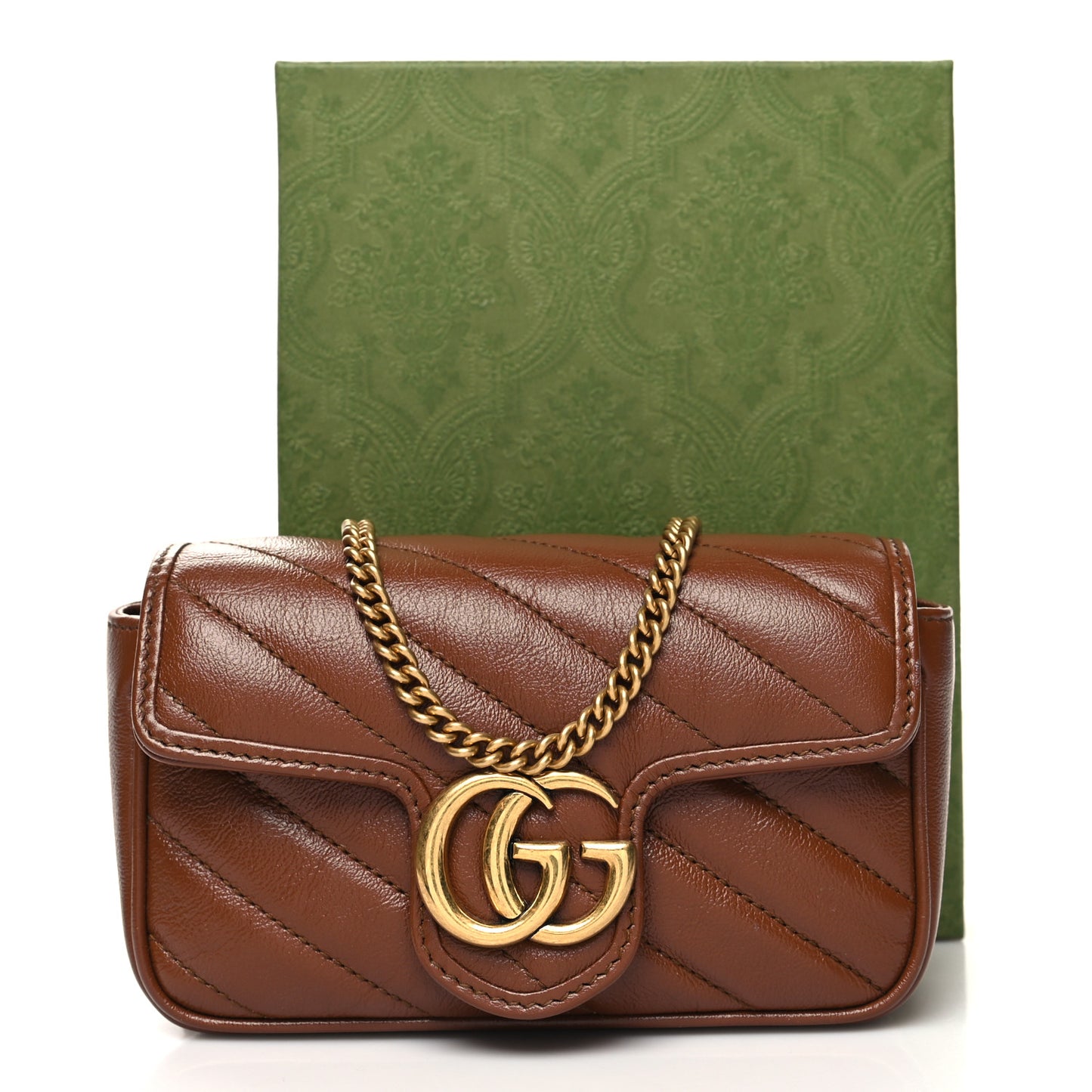 Azalea Calfskin Matelasse Diagonal Super Mini GG Marmont Shoulder Bag Cuir