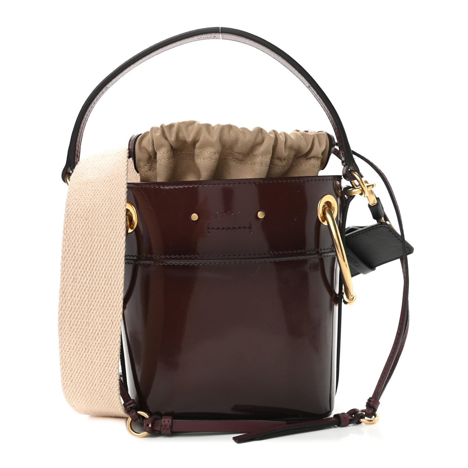 Chloe Patent Calfskin Mini Roy Bucket Bag Burnt Brown 1 of 8