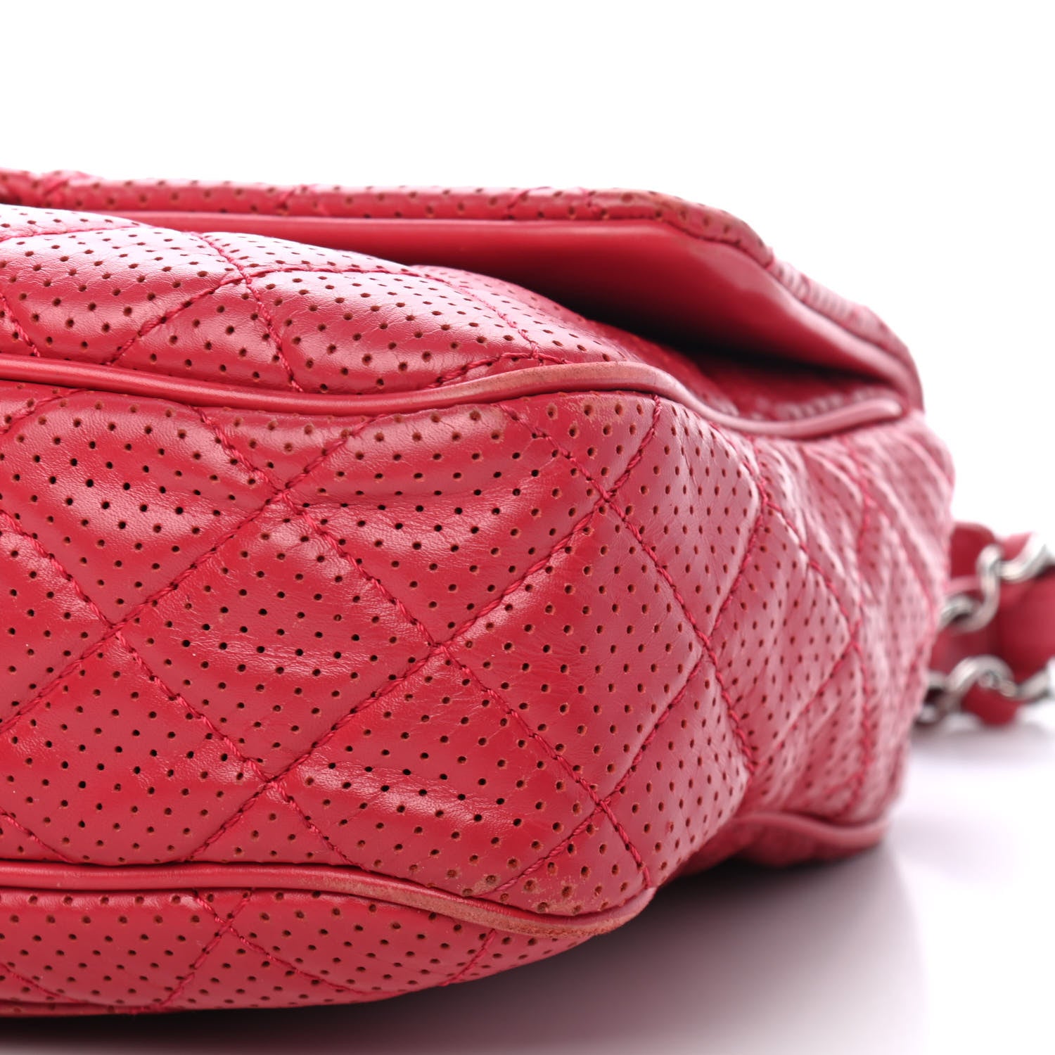 Chanel Lambskin Perforated Medium Double Flap Dark Pink 10 of 10