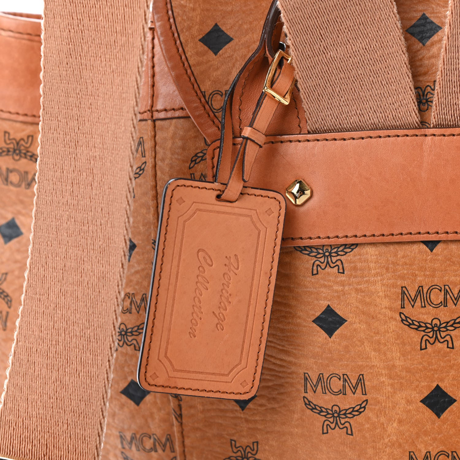 MCM Visetos Medium Vintage Pocket Backpack Cognac 4 of 6