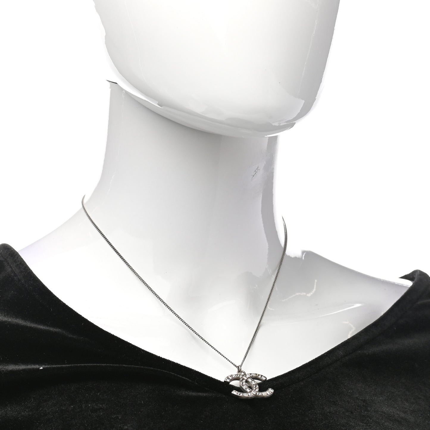 Baguette Crystal CC Necklace Silver