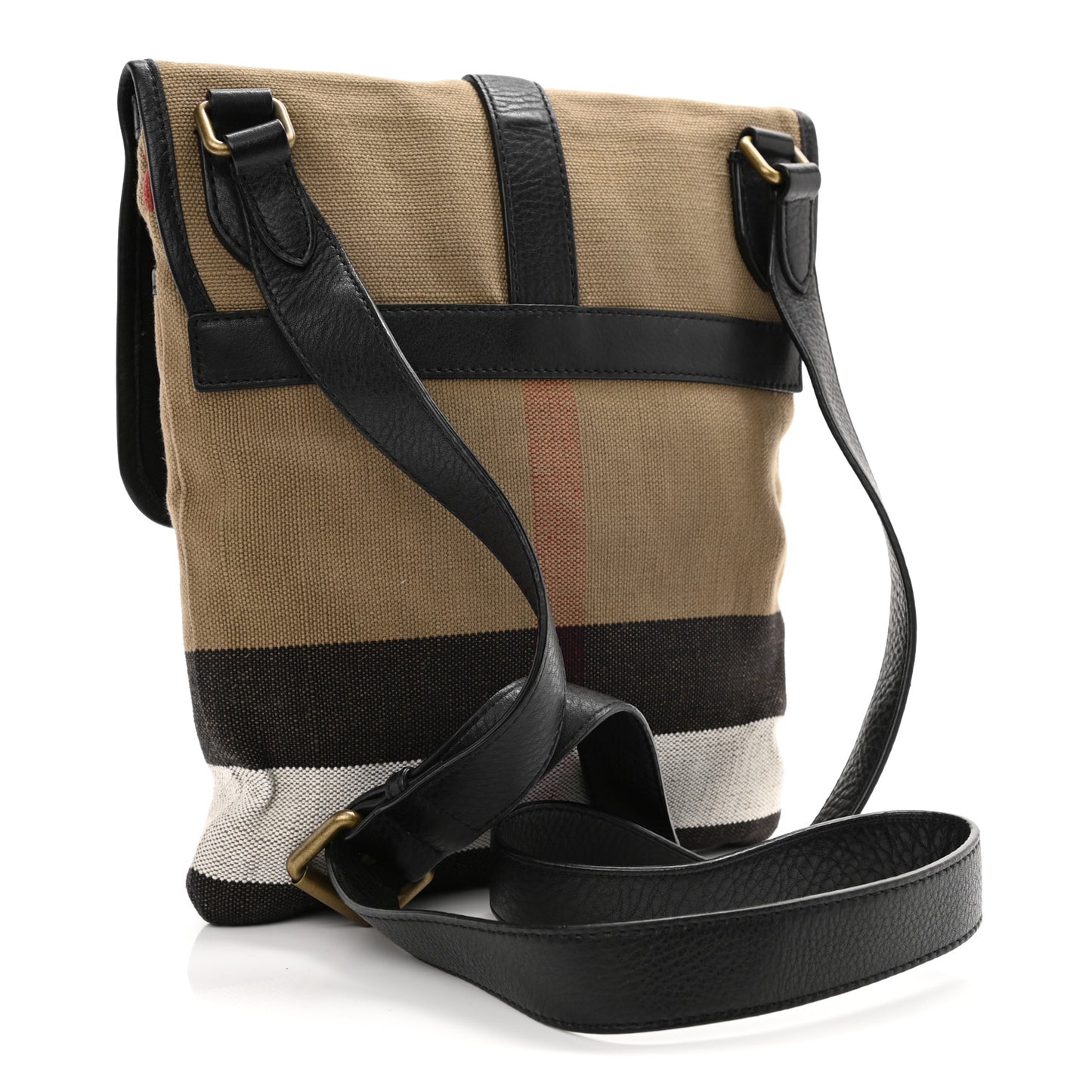 Canvas Mega Check Messenger Bag Black
