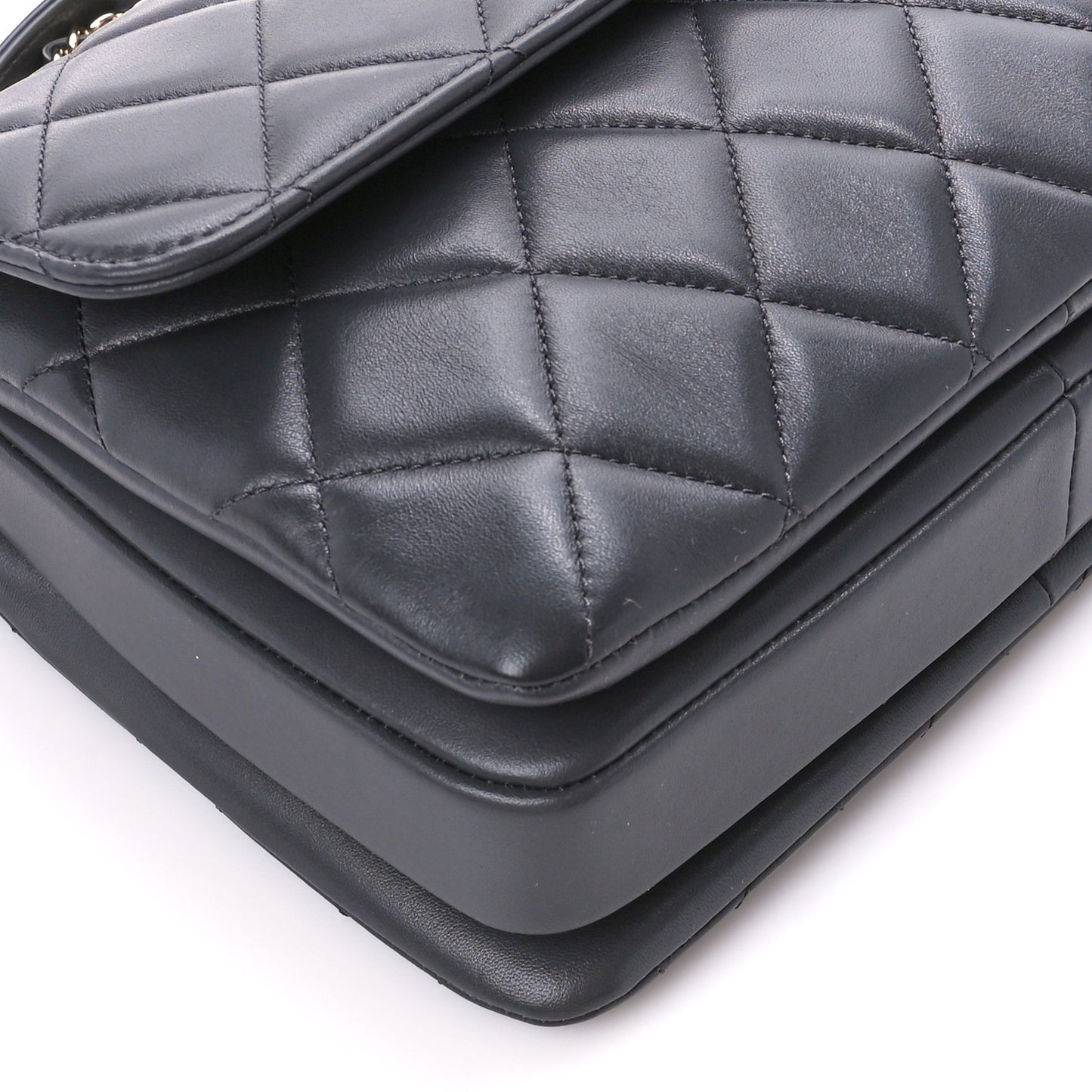 Lambskin Quilted Small Trendy CC Dual Handle Flap Bag Dark Grey