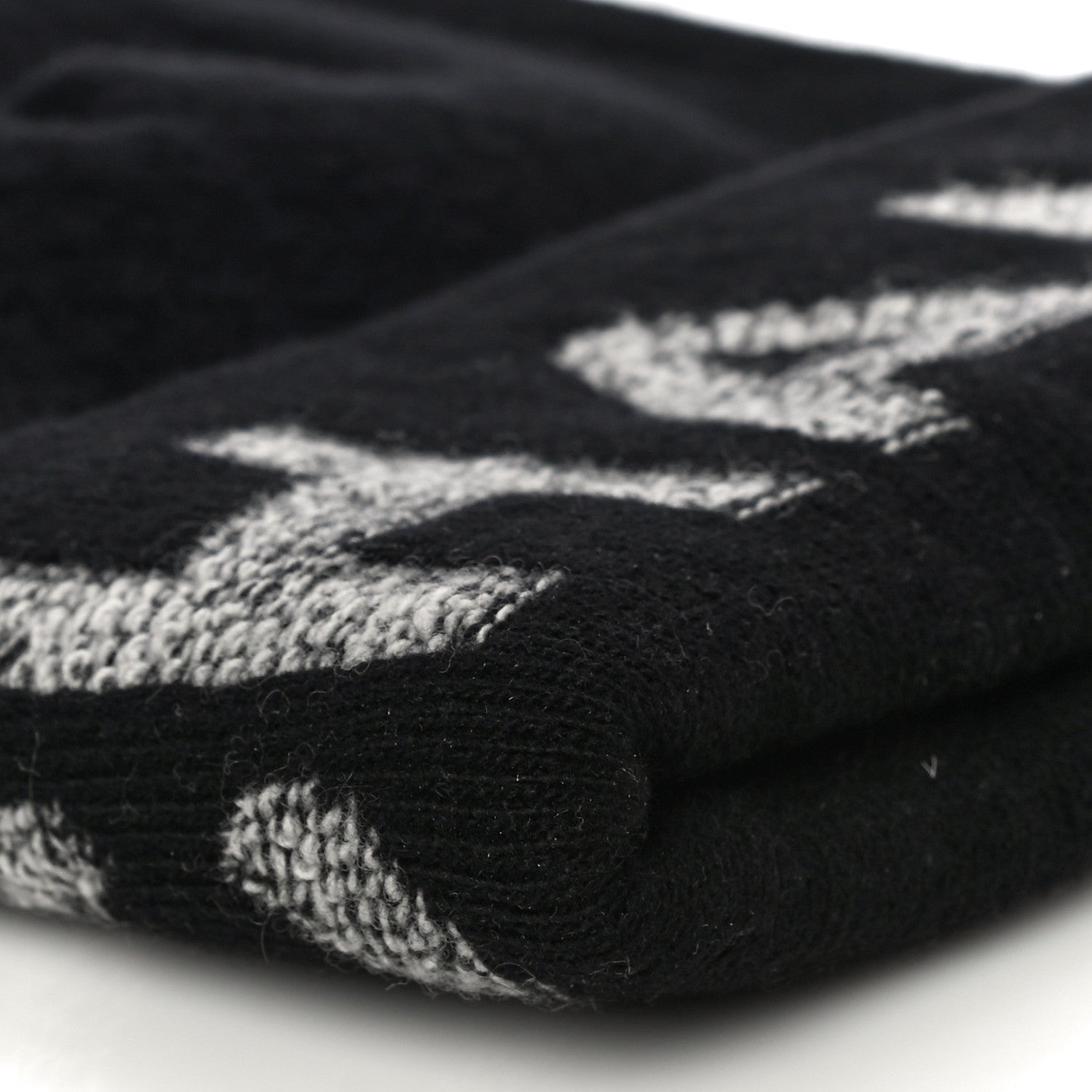 Chanel Wool Cashmere Logo Beanie Hat Black Light Grey 6 of 7