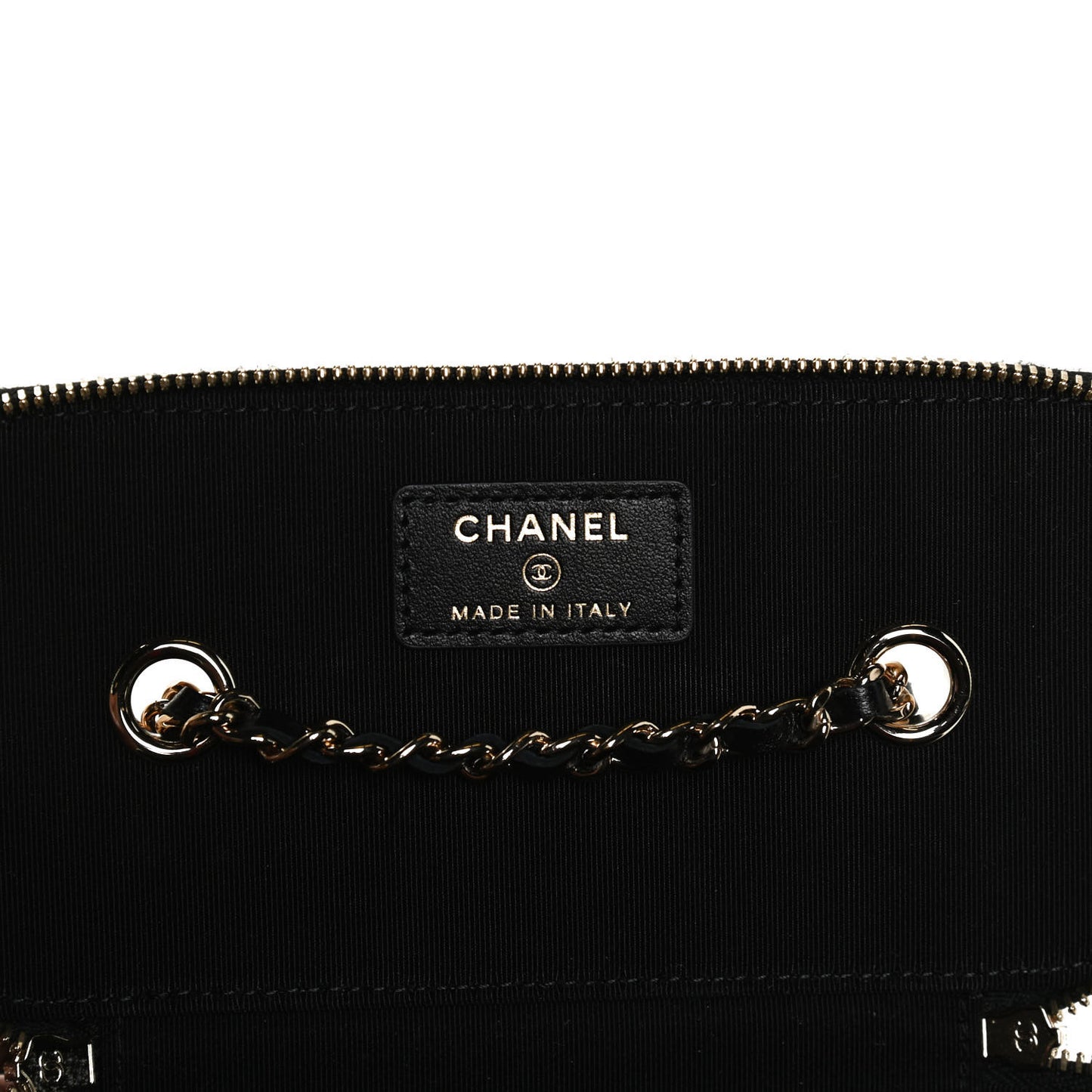 Lambskin Camellia Embossed Small Vanity Case With Chain Black