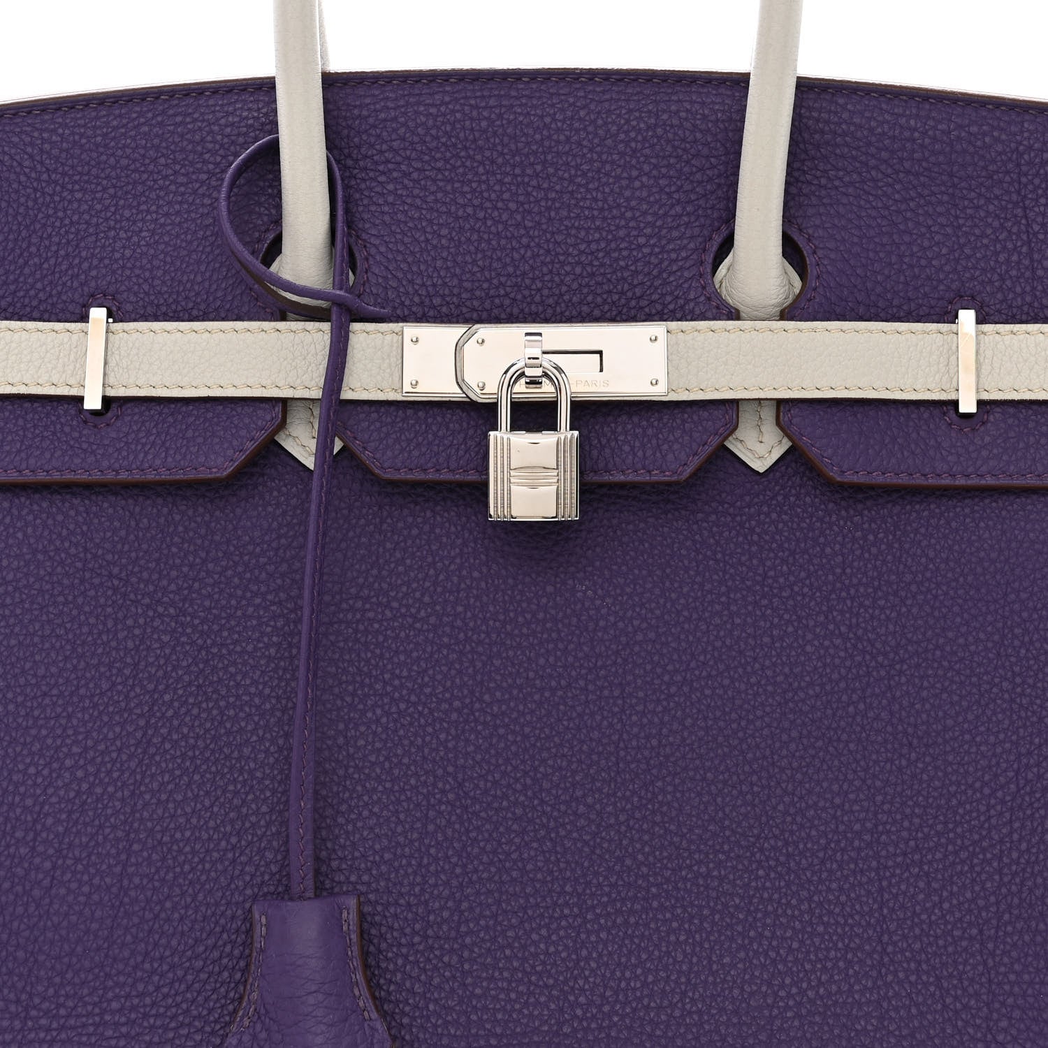 Hermes Togo Bi-Color Horseshoe Birkin 35 Iris Gris Perle 8 of 13