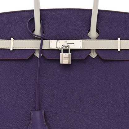 Hermes Togo Bi-Color Horseshoe Birkin 35 Iris Gris Perle 8 of 13