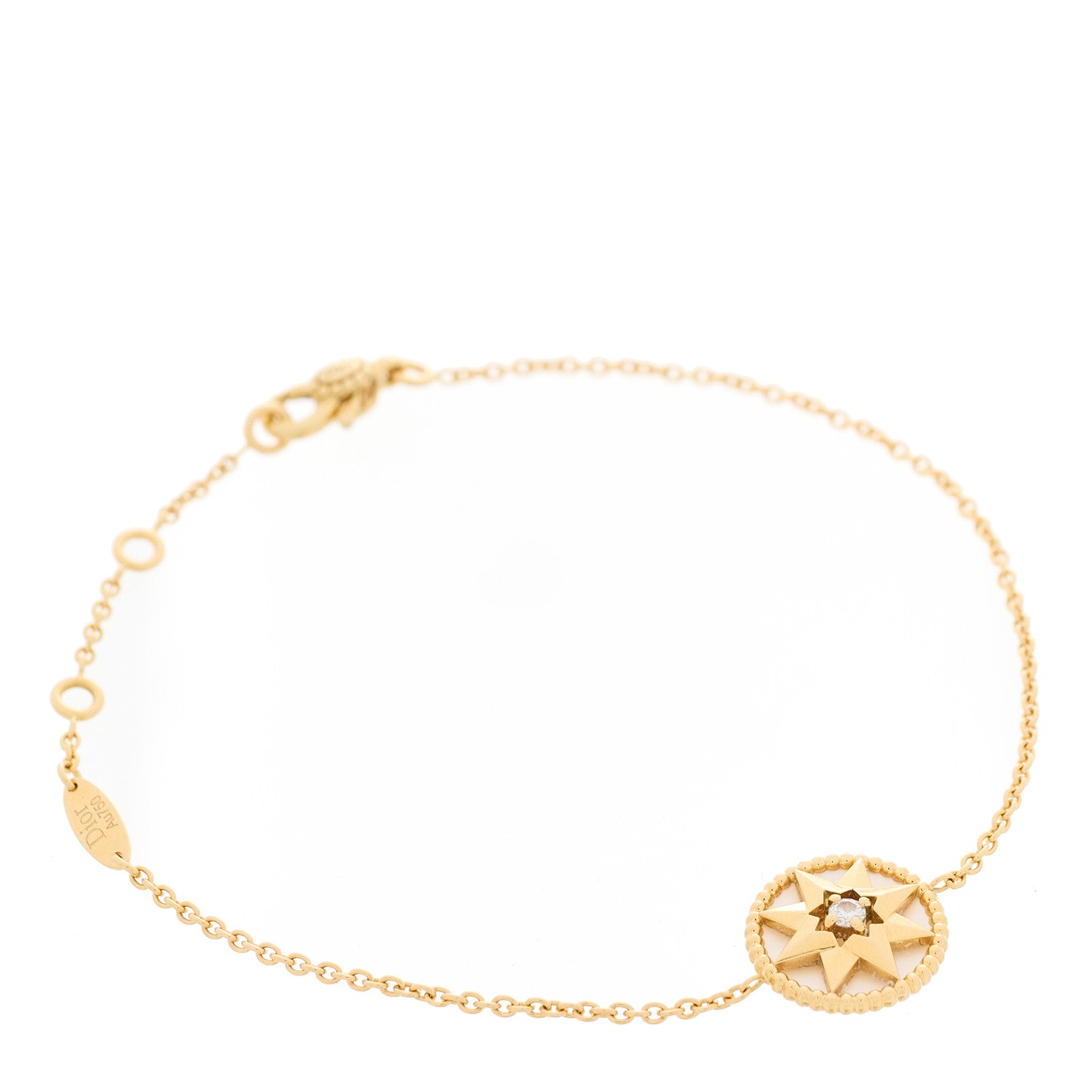 Christian Dior 18K Yellow Gold Diamond Mother of Pearl Rose Des Vents Bracelet 1 of 4