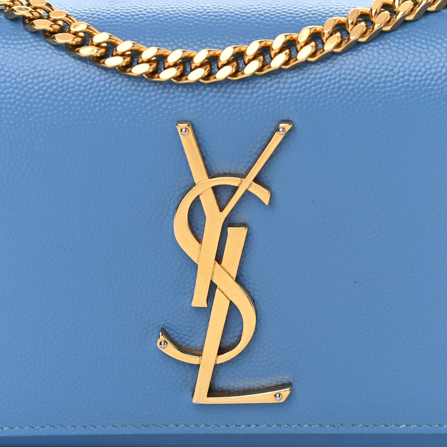 Saint Laurent Grain De Poudre Small Classic Monogram Kate Satchel Blue Clair 8 of 11